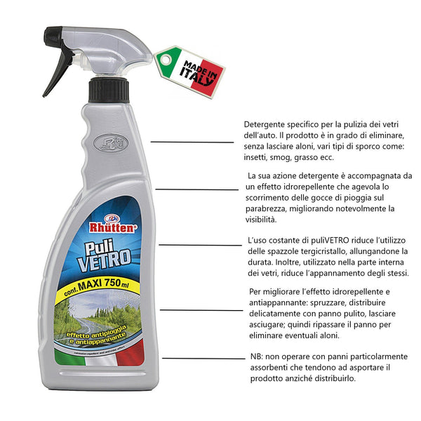 Detergente spay 750 ML vetri auto caravan - Rhutten - Af Interni Shop